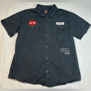 Airwalk Black Garage Grease Monkey Button Down Shirt Sz XL